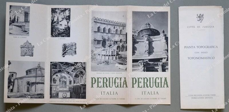 PERUGIA. Opuscolo pubblicitario anni &#39;50 con pianta fotografica e indice …