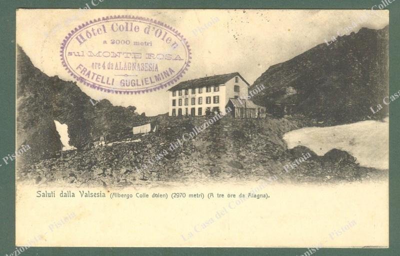 Piemonte. COLLE D&#39;OLEN, Valsesia, Vercelli. Albergo Guglielmina. Cartolina d&#39;epoca viaggiata …