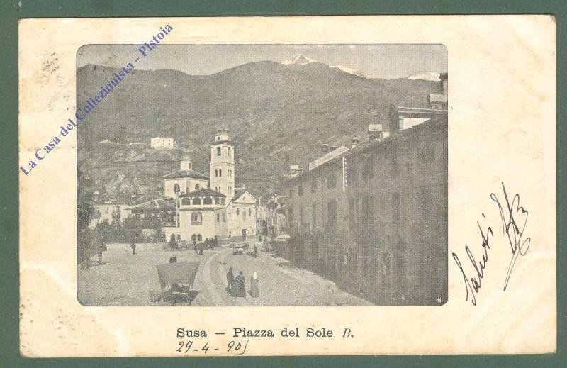 Piemonte. SUSA, Torino. Piazza del Sole. Cartolina d&#39;epoca viaggiata