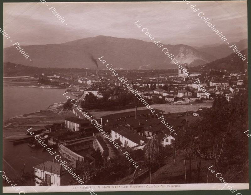 Piemonte, Verbania. INTRA. Lago Maggiore. Panorama. Fotografia originale, fine 1800