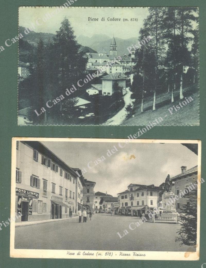 PIEVE DI CADORE, Belluno. 2 cartoline d&#39;epoca viaggiate nel 1947 …
