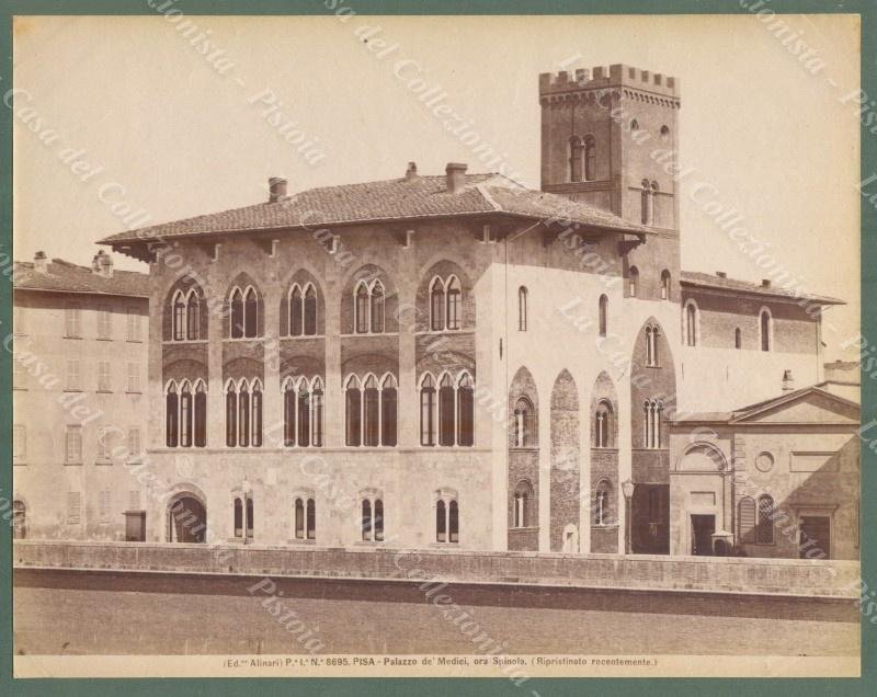 PISA. Palazzo Medici. Foto originale all&#39;albumina Alinari, circa 1890.
