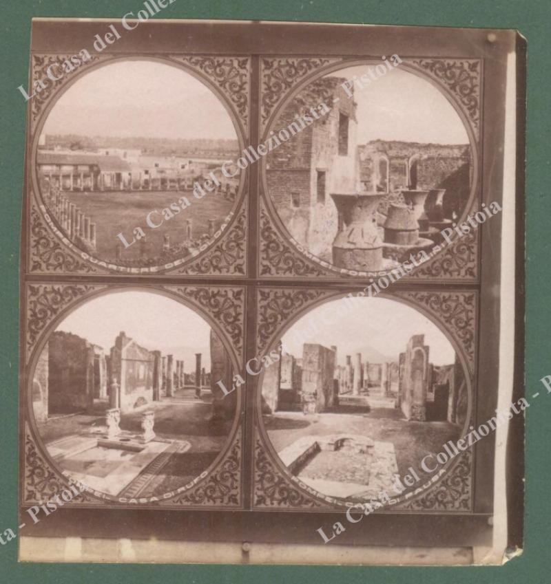 POMPEI. Circa 1880. Quattro immagini. Foto originale all&#39;albumina