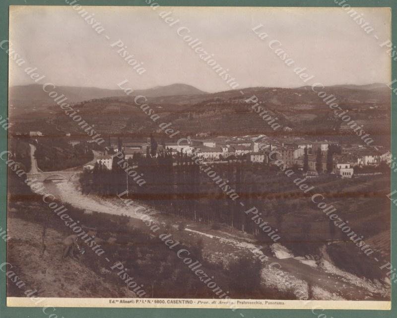 PRATOVECCHIO, Arezzo. Panorama. Foto originale Alinari, circa 1890