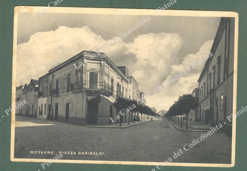 Puglia. MESAGNE, Brindisi. Piazza Garibaldi. Cartolina d&#39;epoca viaggiata nel 1941