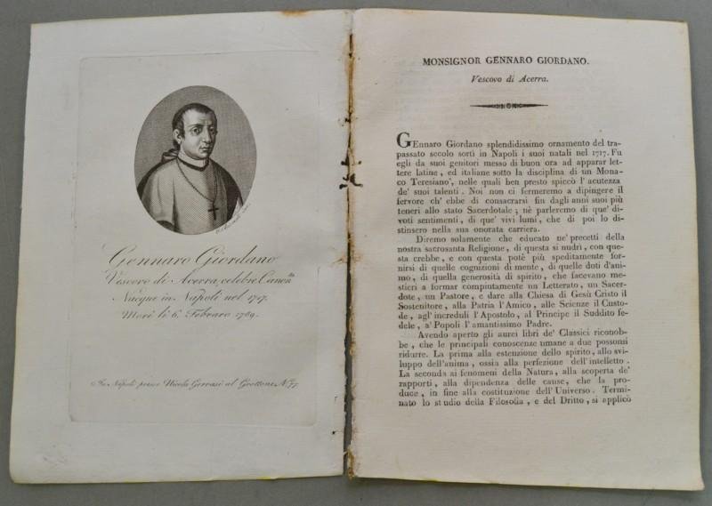 REGNO DI NAPOLI. Campania. MONSIGNOR GENNARO GIORDANO. Napoli 1717 - …