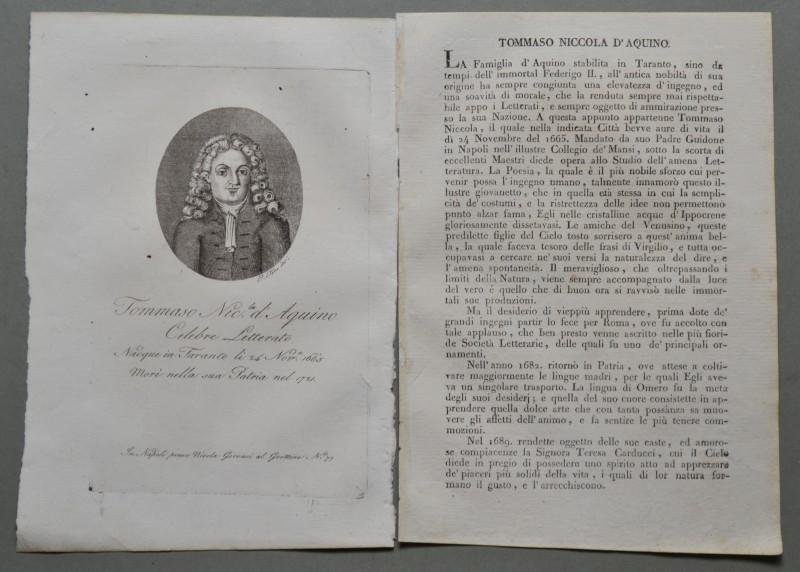 REGNO DI NAPOLI. Puglia. TOMMASO ANTONIO D&#39;AQUINO. Nato a Taranto …