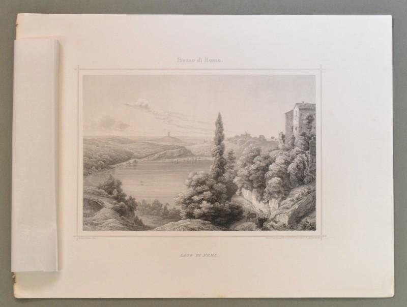 ROMA DINTORNI. &quot;Lago di Nemi&quot;. Veduta generale, circa 1855