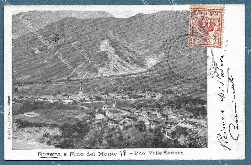 ROVETTA E FINO DEL MONTE, Bergamo. Cartolina d&#39;epoca viaggiata