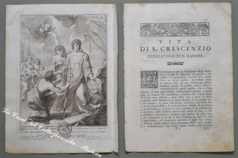 SAN CRESCENZO FIORNETINO. Acquaforte dall&#39;opera di Giuseppe Maria Brocchi, 1742