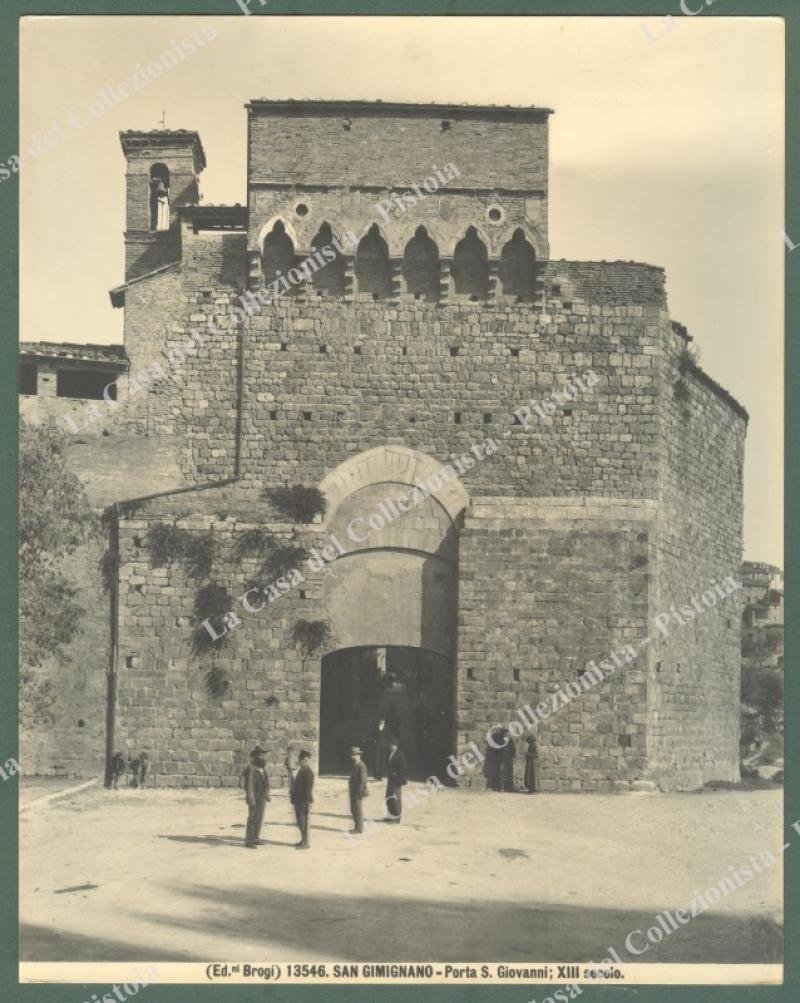 SAN GIMIGNANO, Siena. Porta S.Giovanni. Foto originale Brogi, circa 1920.