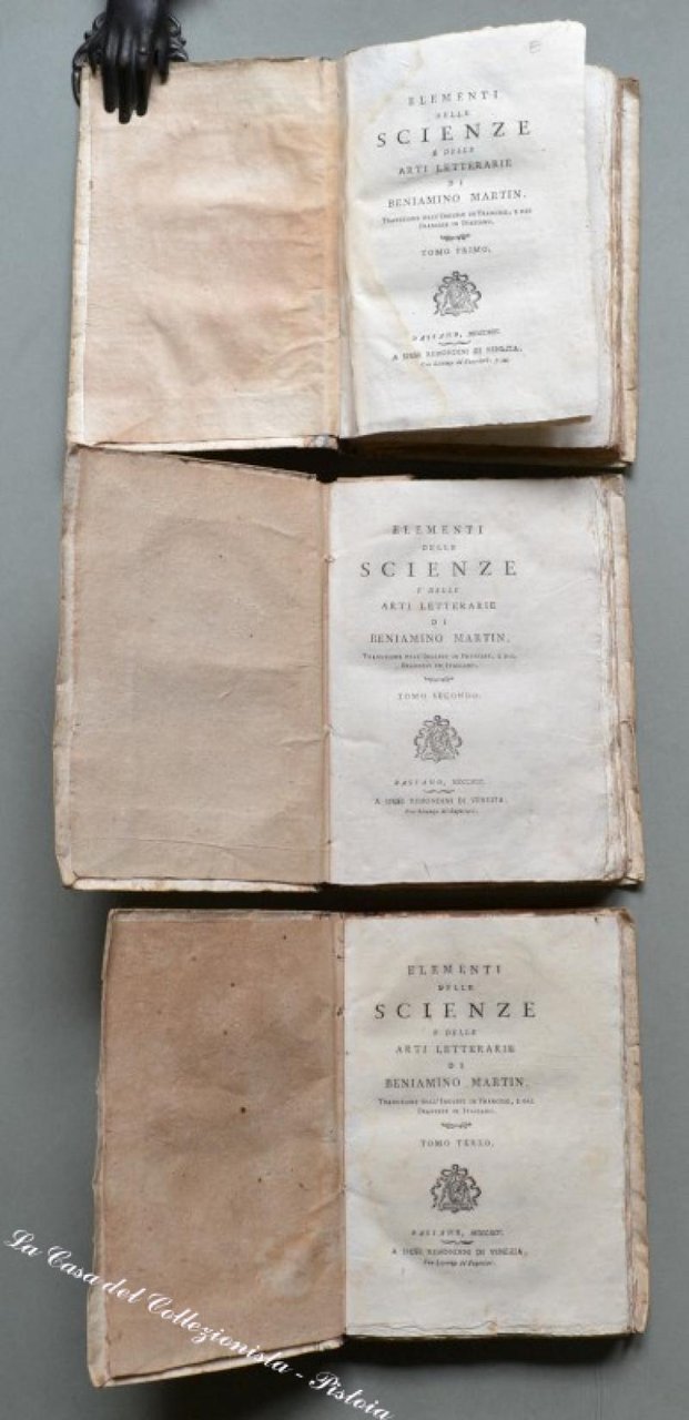 Scienza. MARTIN BENIAMINO. &quot;Elementi delle scienze.letterarie&quot;. Bassano, Remondini, 1795