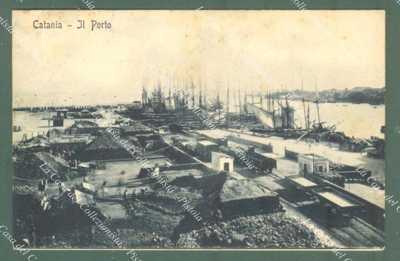 Sicilia. CATANIA. Il porto. Cartolina d'epoca viaggiata nel 1910.