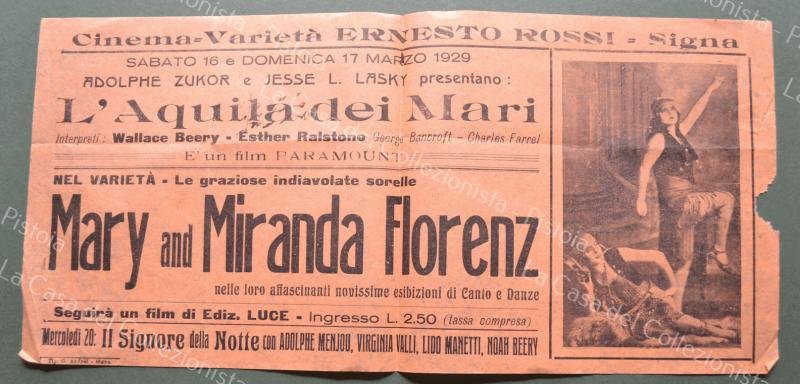 SIGNA, Firenze. CINEMA - VARIETA&#39; Ernesto Rossi. Volantino, circa 1929