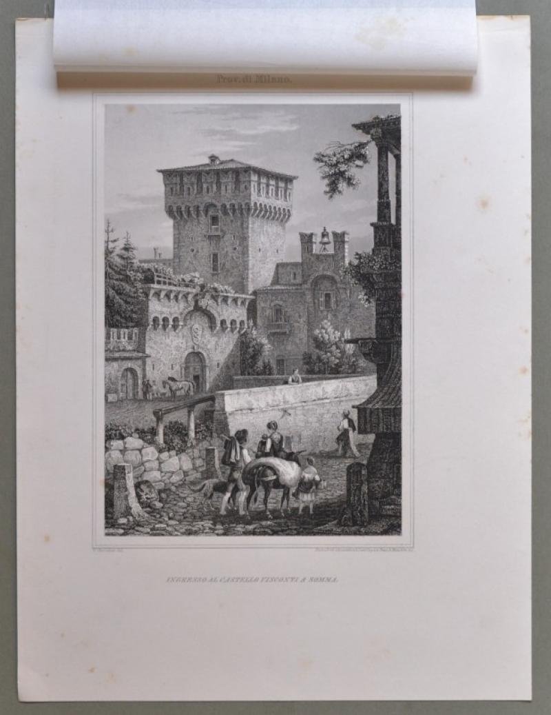 SOMMA, Lombardia.‚ÄúIngresso al castello Visconti a Somma‚Äù. Circa 1855