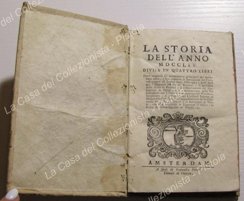 (Storia - ediz. &#39;700). LA STORIA DELL&#39;ANNO 1754. Vari fatti …