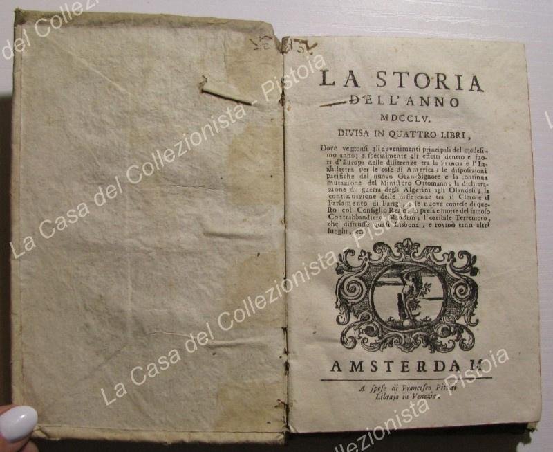 (Storia - ediz. &#39;700). LA STORIA DELL&#39;ANNO 1755. Divergenze tra …