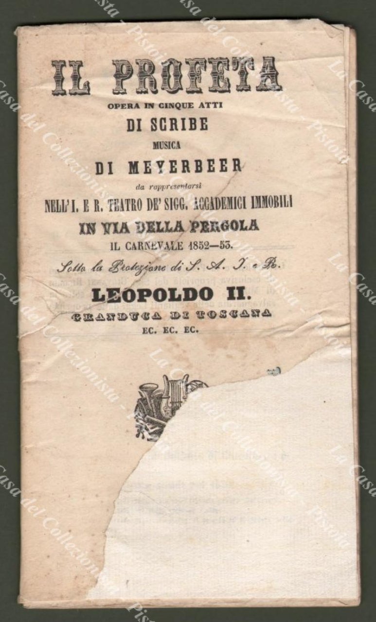 Teatro &#39;800 - Firenze. IL PROFETA.1852-53.