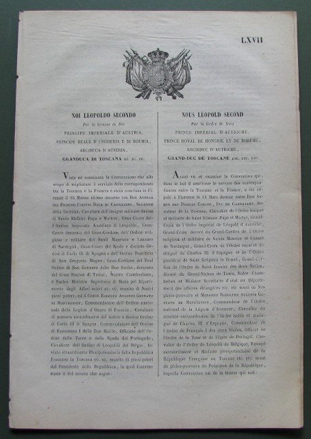 Toscana - posta. Notificazione del 1851.