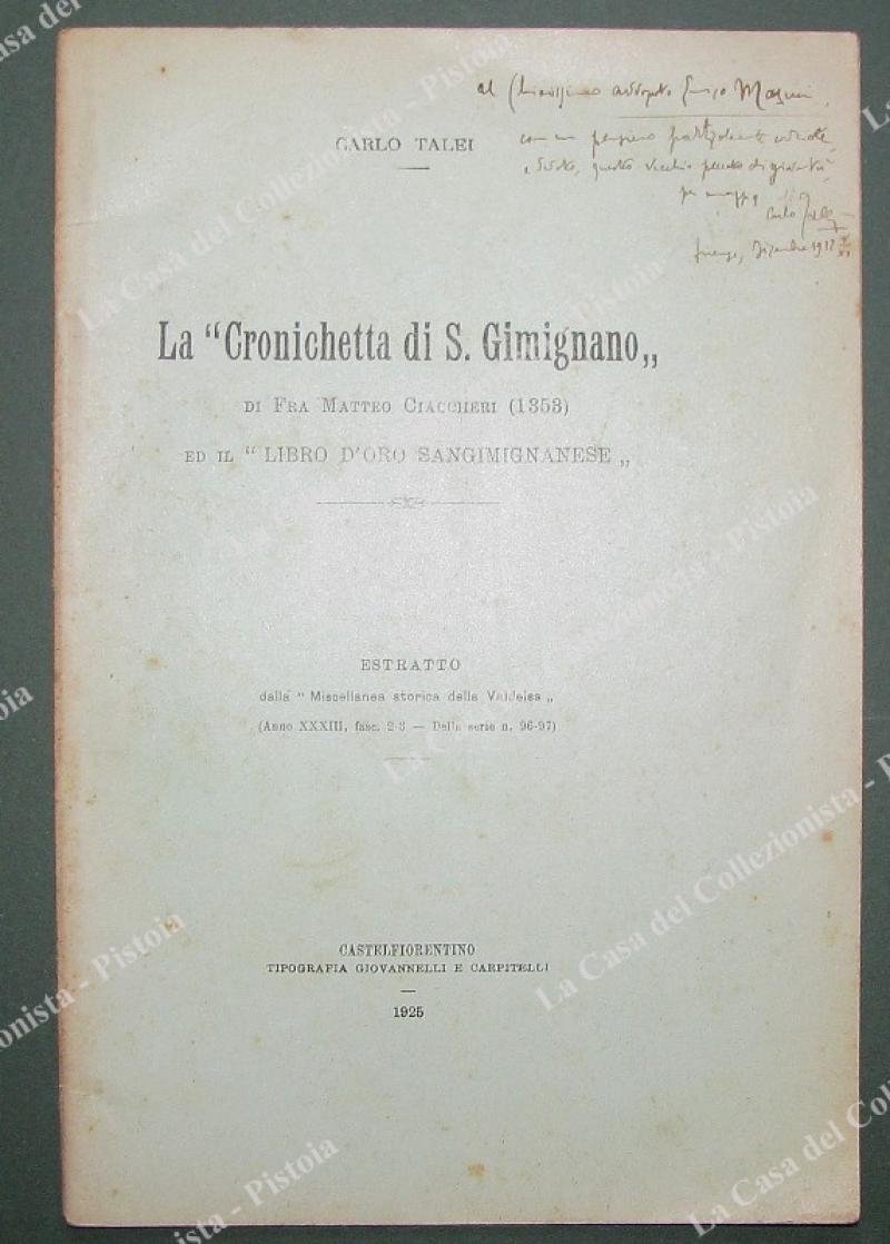 (Toscana ‚Äì Val d‚ÄôElsa) TALEI CARLO. LA ‚ÄúCRONICHETTA DI S. …