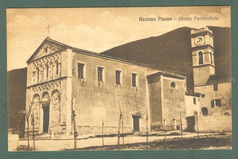 Toscana. ASCIANO PISANO, Pisa. Chiesa. Cartolina d&#39;epoca viaggiata