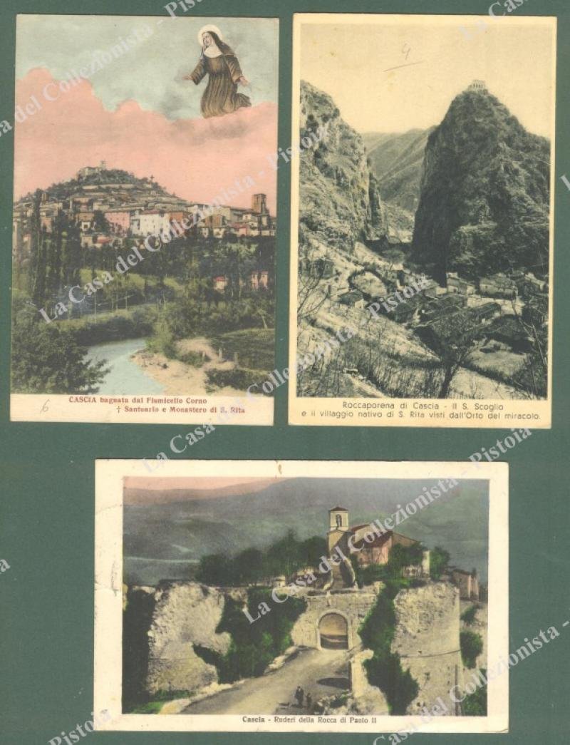 Umbria. CASCIA, Perugia. 3 cartoline d&#39;epoca