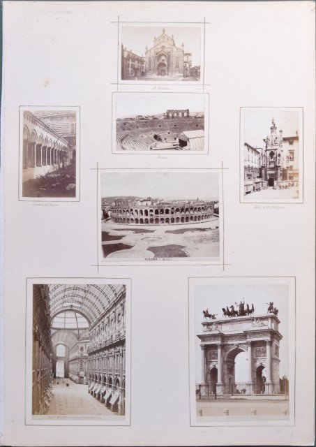 VERONA - MILANO. 7 foto d&#39;epoca (circa 1870, tecnica dell&#39;albumina).