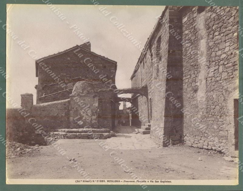 VETULONIA, Grosseto. Piazzetta San Guglielmo. Foto originale Alinari, circa 1890