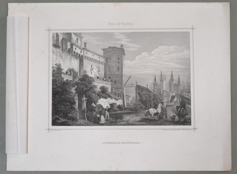 VICENZA. Castello di Montegaldo. Veduta con vari personaggi. Circa 1855
