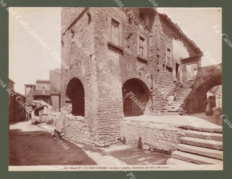 VITERBO. Via San Pellegrino. Foto originale all&#39;albumina dello studio Alinari, …