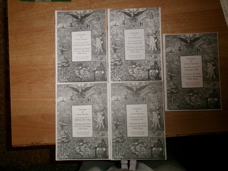 5 cataloghi catalogue de Livres Anciens. Librairie du Graal 1998/1997/1999
