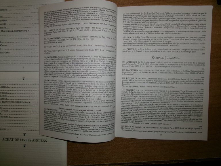 5 cataloghi catalogue de Livres Anciens. Librairie du Graal 1998/1997/1999