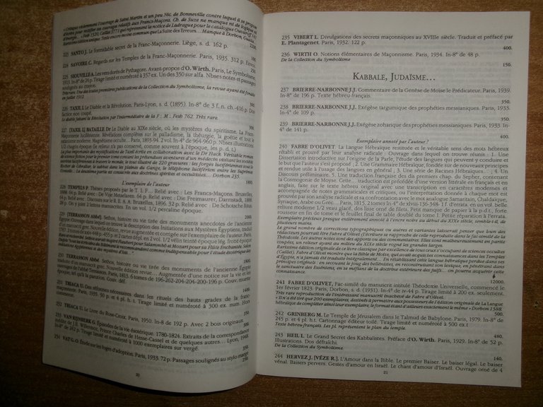 5 cataloghi catalogue de Livres Anciens. Librairie du Graal 1998/1997/1999