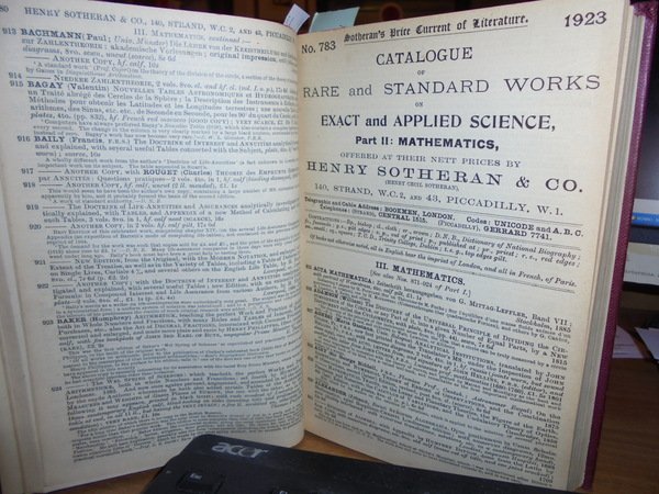 5 volumi. BIBLIOTHECA CHEMICO-MATHEMATICA: Catalogue of Works in many tongues …