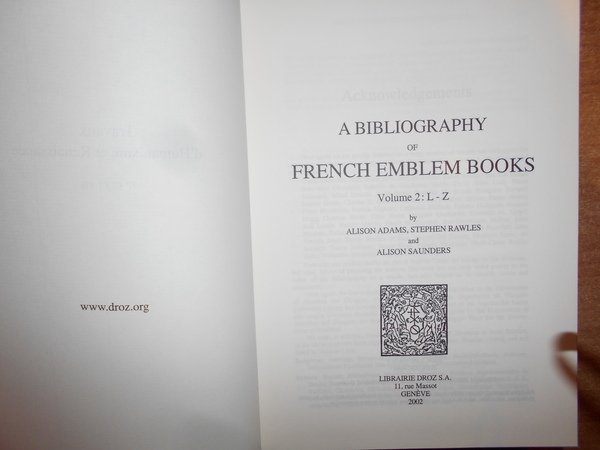 A Bibliography of FRENCH EMBLEM BOOKS