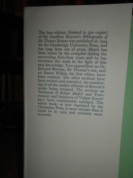 A Bibliography of Sir THOMAS BROWNE