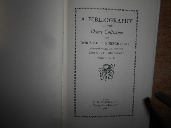 A BIBLIOGRAPHY of the DANCE COLLECTION