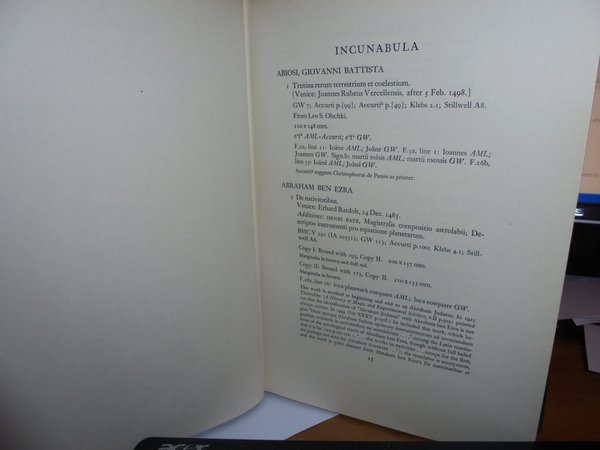 A Catalogue of Incunabola and Manuscripts in the Army Medical …