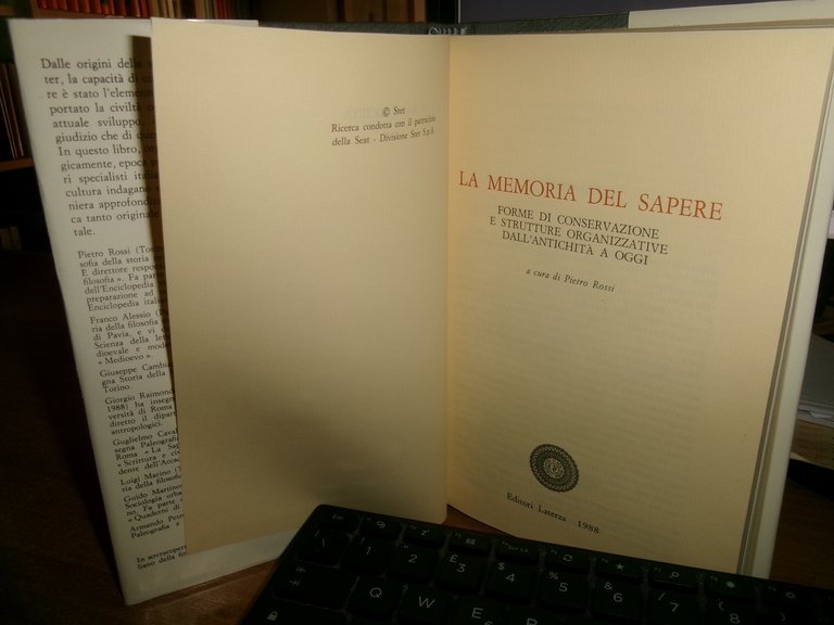 a cura di PIETRO ROSSI. LA MEMORIA DEL SAPERE. Forme …
