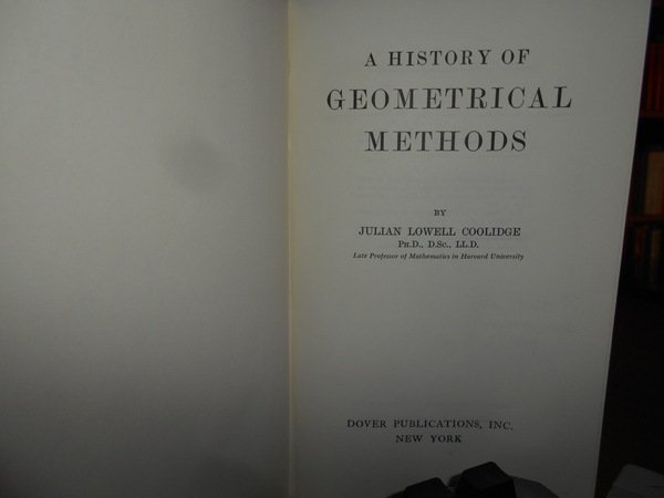 A History of GEOMETRICAL METHODS