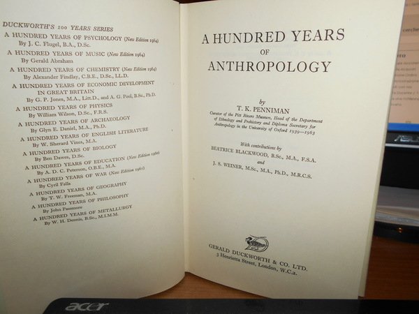 A Hundread Years of ANTHROPOLOGY