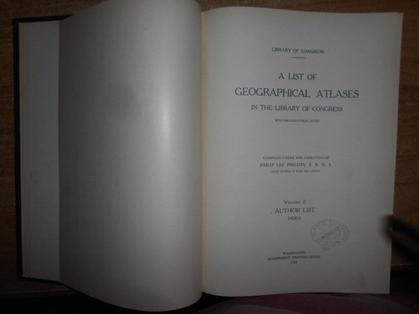 A LIST OF GEOGRAPHICAL ATLASES in the LIBRARY of CONGRESS