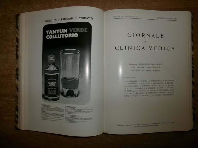 AA. VV. DOMENICO CAMPANACCI. Giornale di Clinica Medica 1983 12 …