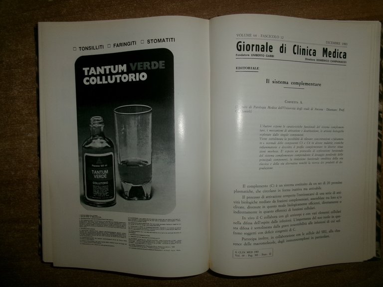 AA. VV. DOMENICO CAMPANACCI. Giornale di Clinica Medica 1983 12 …