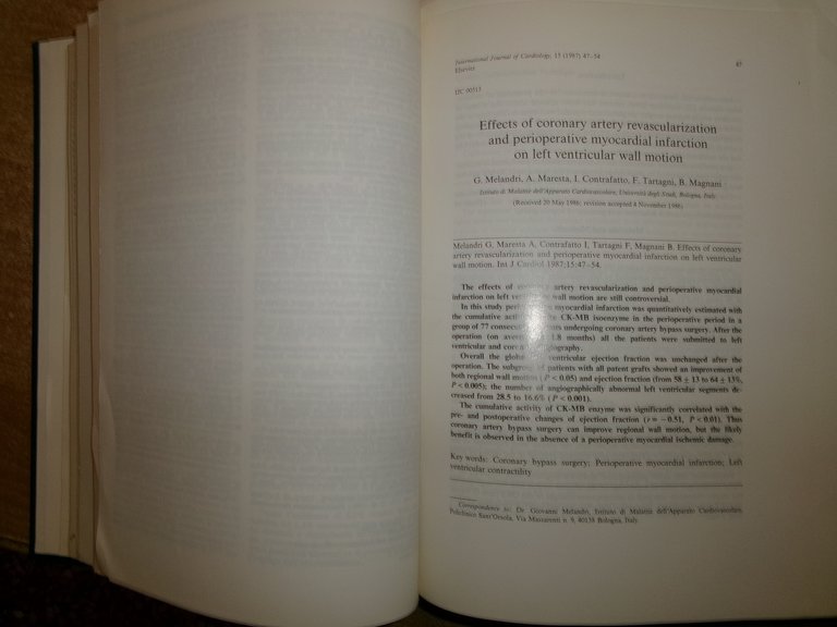 AA. VV. Istituto di Cardiologia Pubblicazioni Scientifiche 1985 - 1987