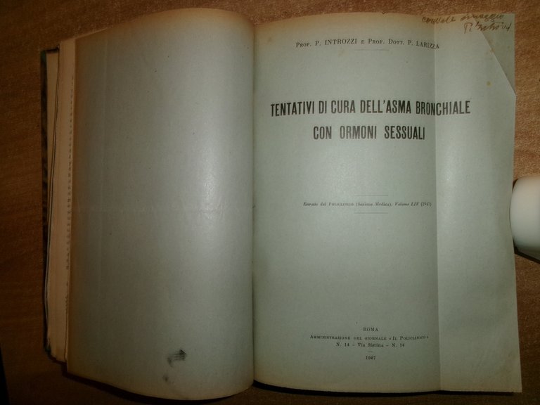 AA. VV. MISCELLANEA. MALATTIE ALLERGICHE. Raccolta di numerosi estratti/opuscoli 1947