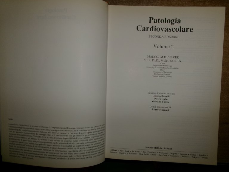 AA. VV. PATOLOGIA CARDIOVASCOLARE. MALCOM D. SILVER edizione italiana 1994