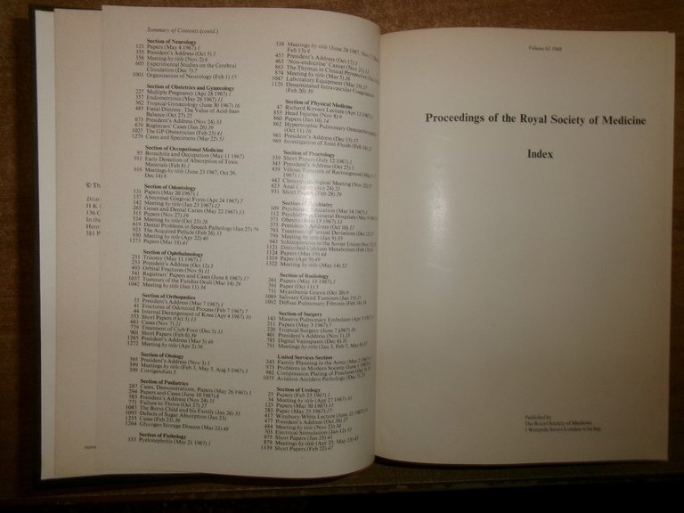 AA. VV. Proceedings of the ROYAL SOCIETY of MEDICINE 1968