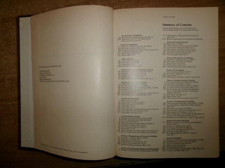 AA. VV. Proceedings of the ROYAL SOCIETY of MEDICINE 1969