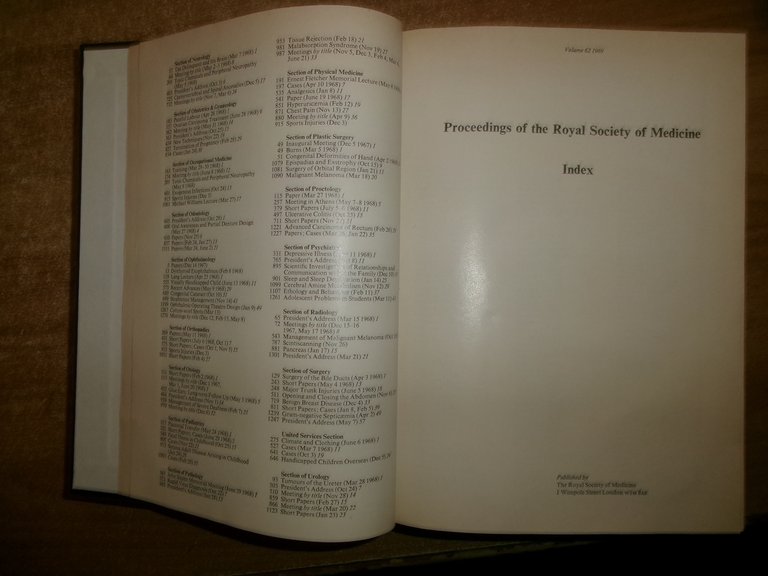 AA. VV. Proceedings of the ROYAL SOCIETY of MEDICINE 1969